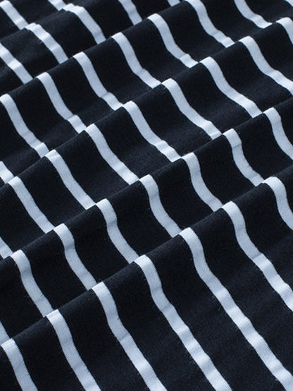 Elegant Black Striped Ruffled Button-Up Blouse