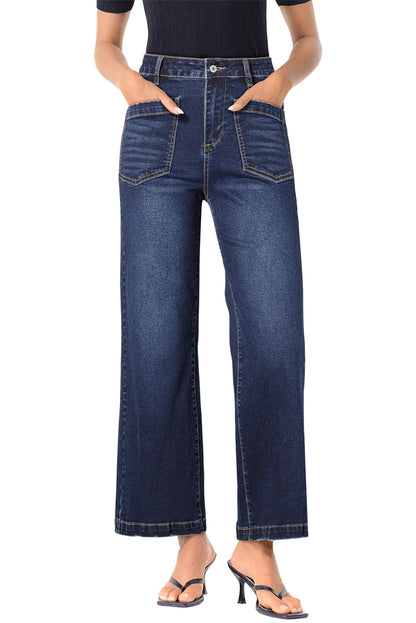 Sail Blue Mimimalist Patch Pocket Womens Shift Jeans