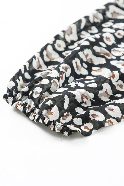 Ruffle Sleeve V Neck Floral Chiffon Maxi Dress