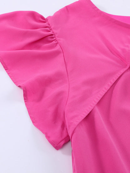 Rose Plus Size Ruffle Sleeve Mini Dress