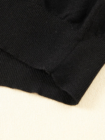 Sparkling Black Glitter Tinsel Cheers Plus Size Short Sleeve Sweater