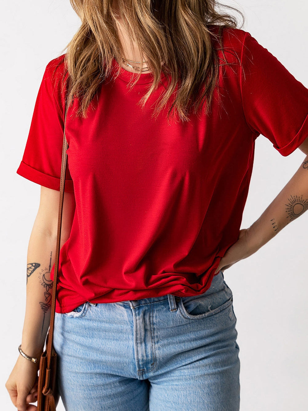 Fiery Red Casual Short Sleeve T-Shirt