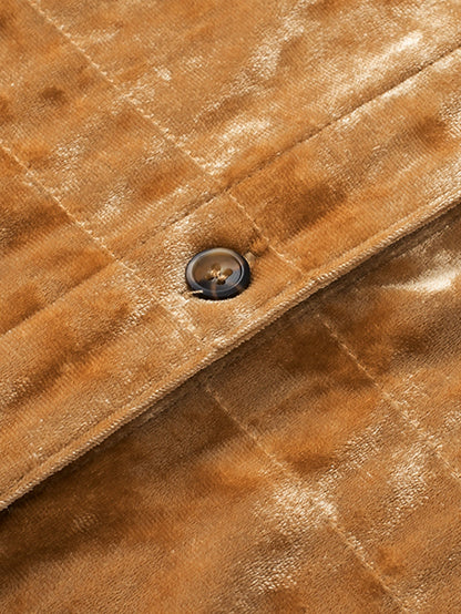 Golden Velvet Loose Fit Button-Up Shirt