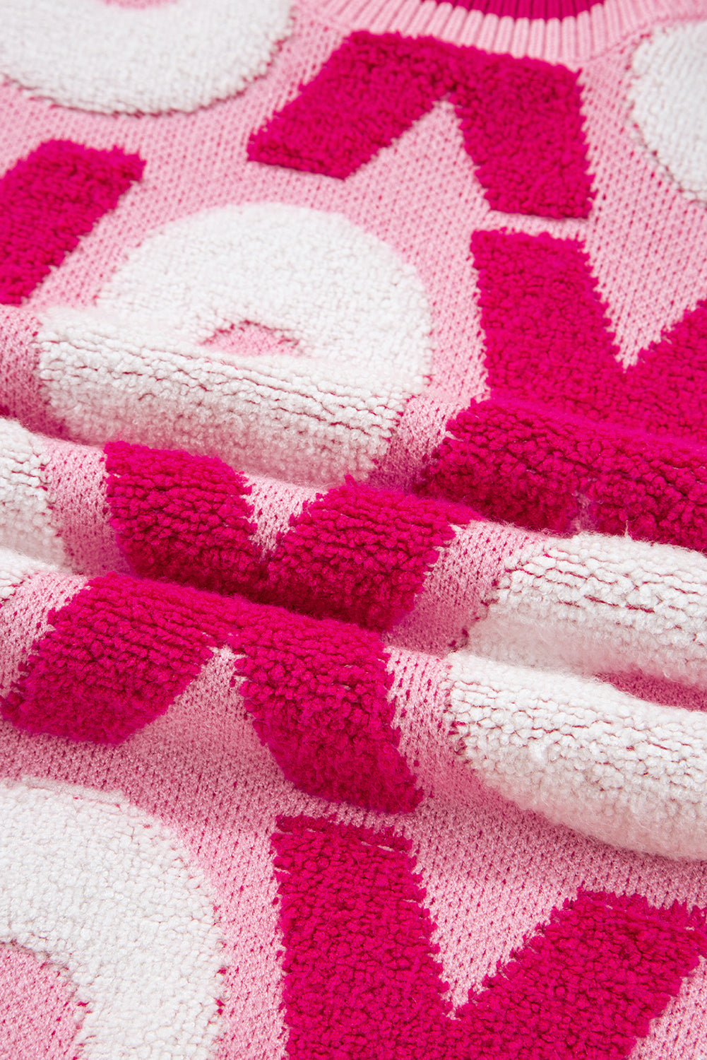 Pink XOXO Pattern Drop Shoulder Crewneck Valentines Sweater