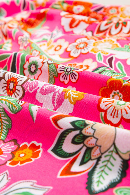 Rose Floral V Neck Ruffle Tank Top