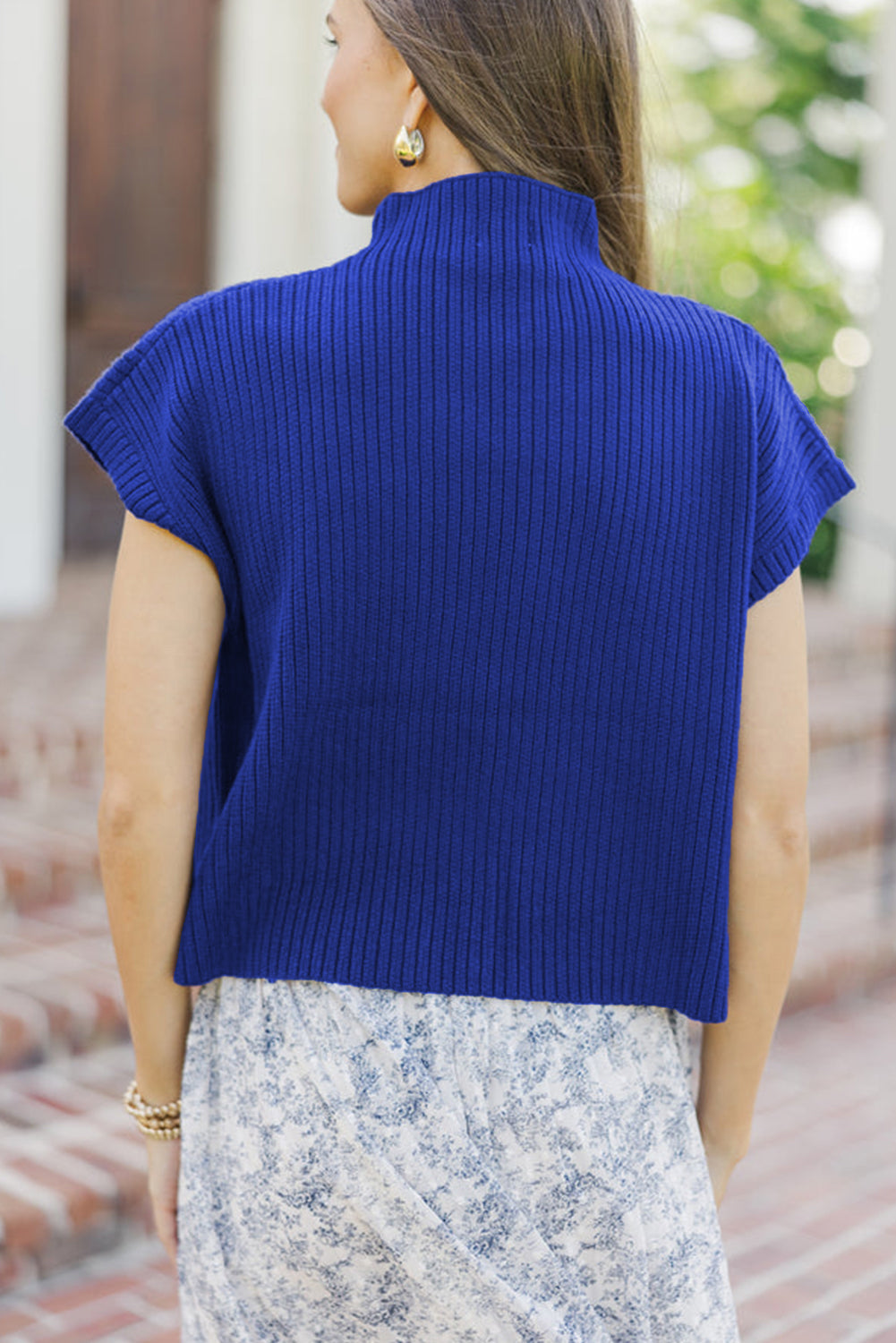 short sleeve ribbed sweater