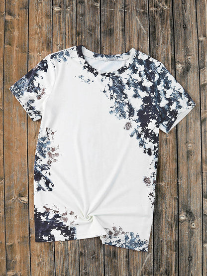 Gray Tie-Dye Bleached Western Shift Tee