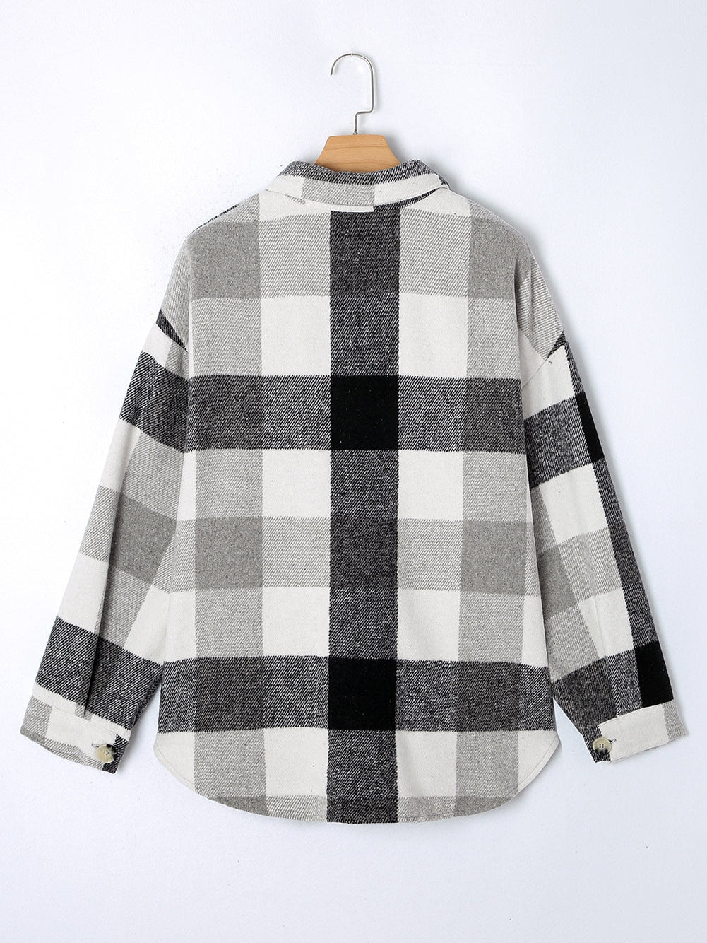 Gray Plus Size Checkered Button-Up Shacket