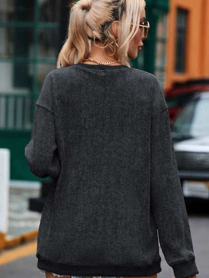 Heartfelt Black Corduroy Oversized Valentine's Sweatshirt