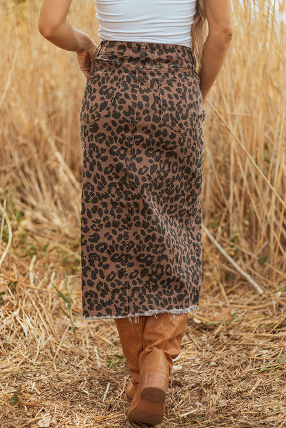 leopard midi skirt