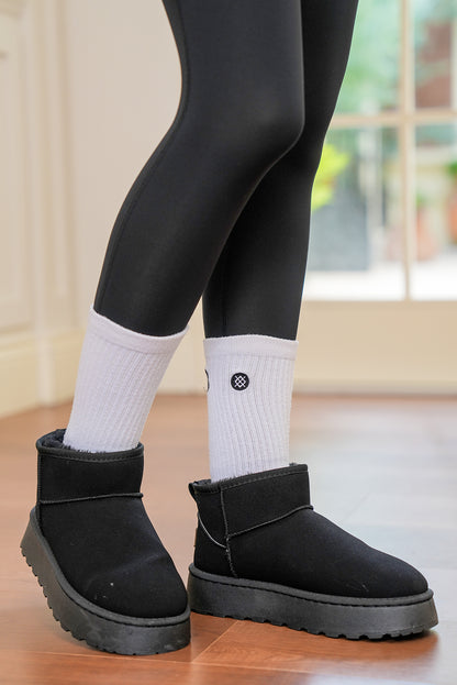 Black Faux Fur Lined Suede Ankle Snow Boots