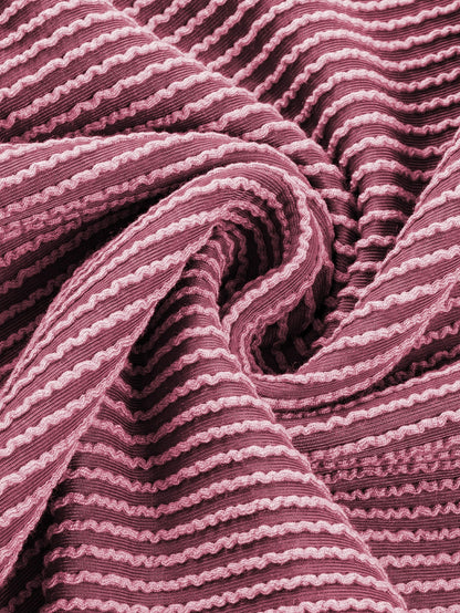 Rose Pink Textured V-Neck Dropped Shoulder Plus T-Shirt