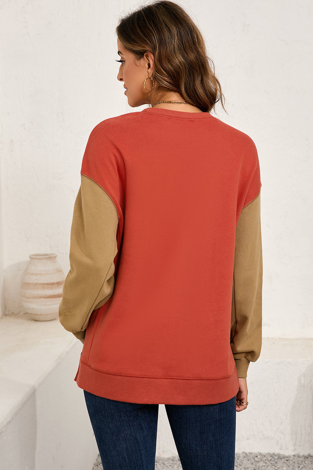 color block patchwork sweatshirt