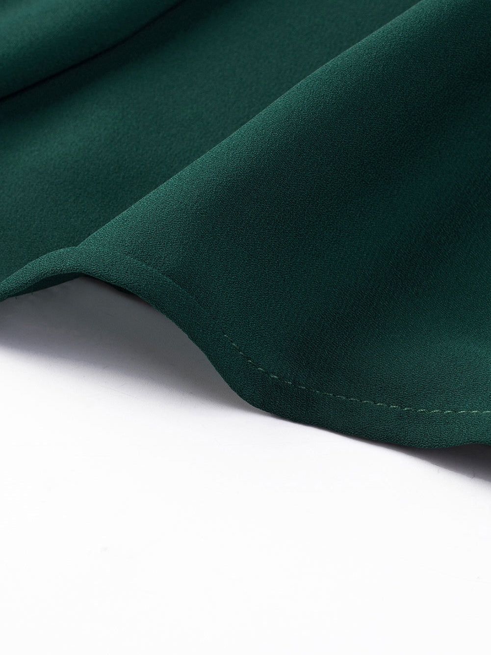 Green Split V-Neck Pleated Flutter Sleeve Blouse