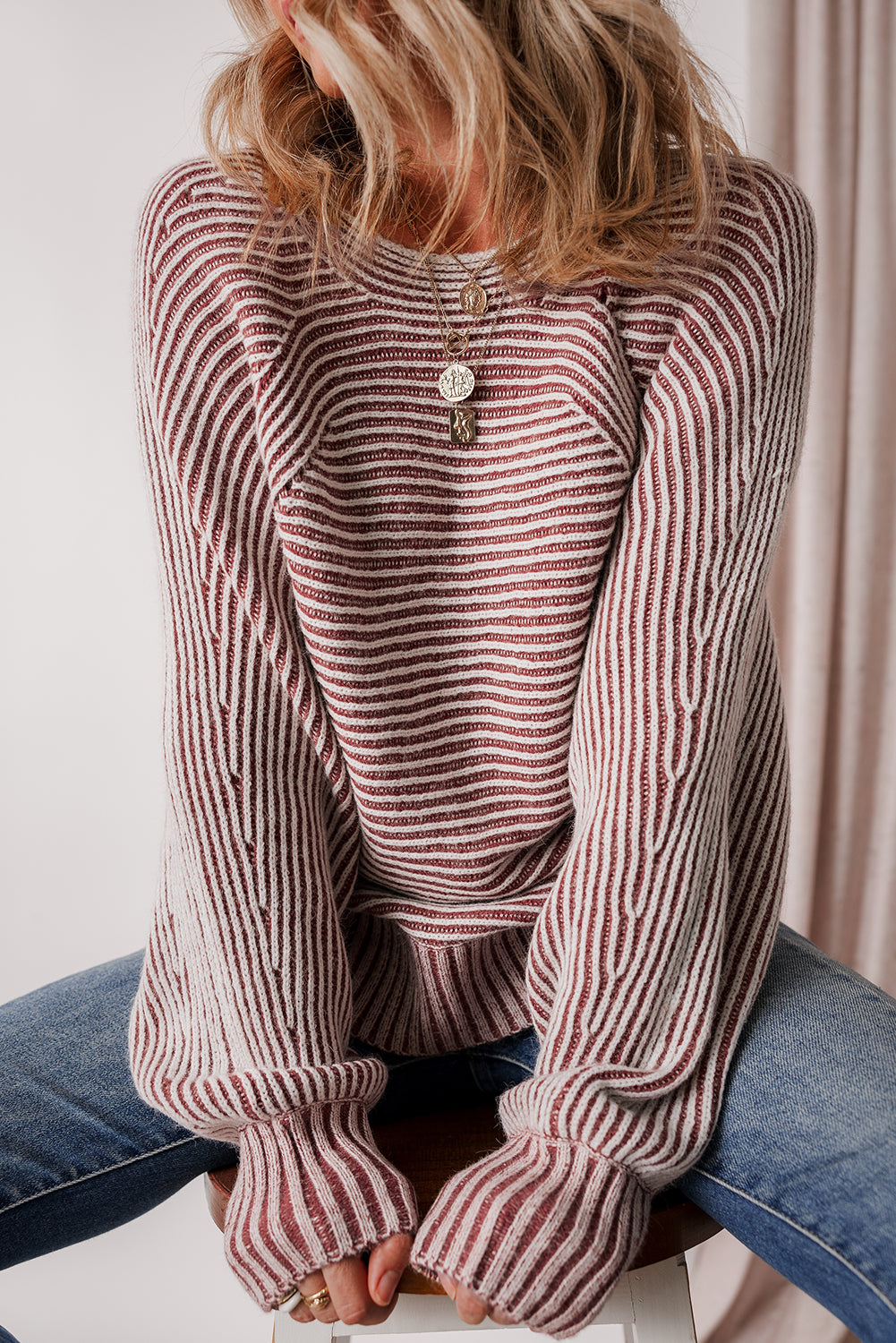 striped knit sweater