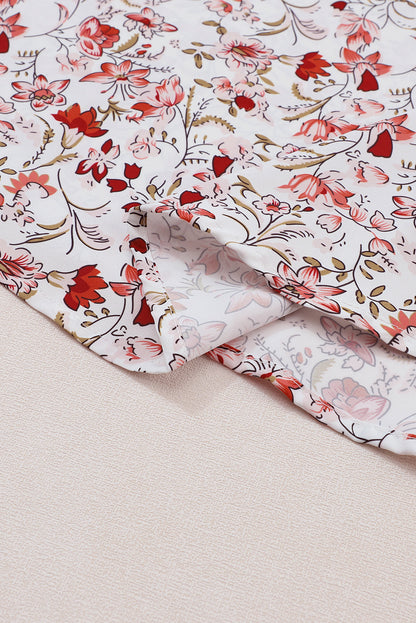 Elegant White Lace V-Neck Blouse with Floral Pattern