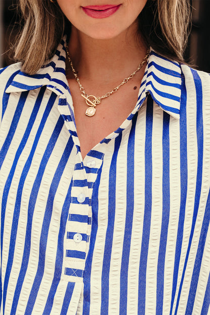 blue stripe dress