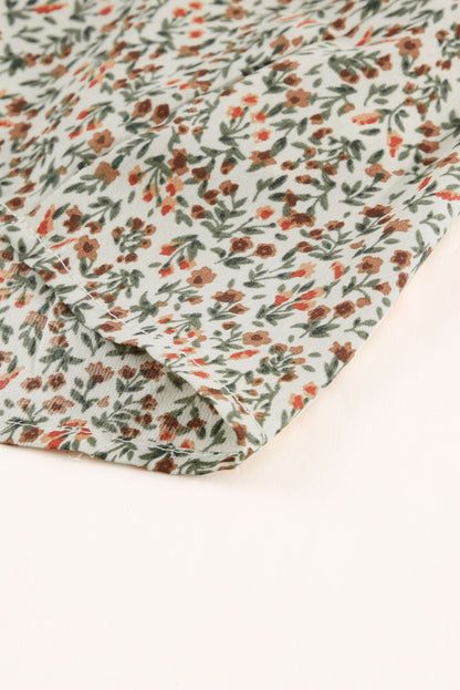 Floral Puff Sleeve Peplum Blouse