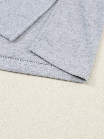 Elegant Grey Striped Bishop Sleeve Top