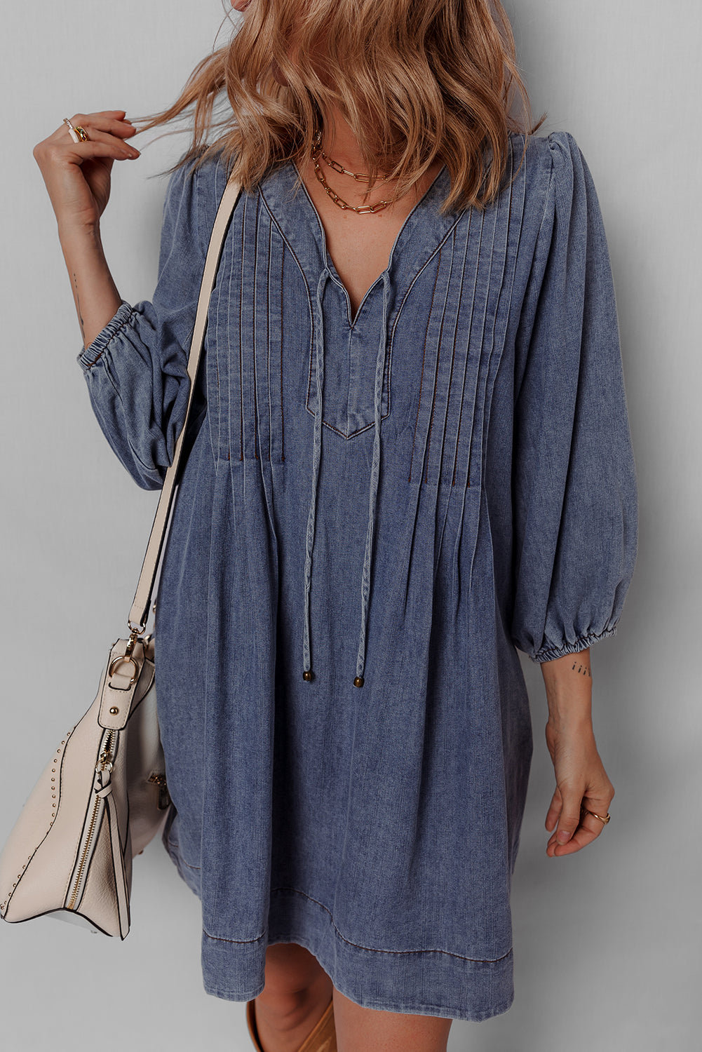 3/4 sleeve denim dress