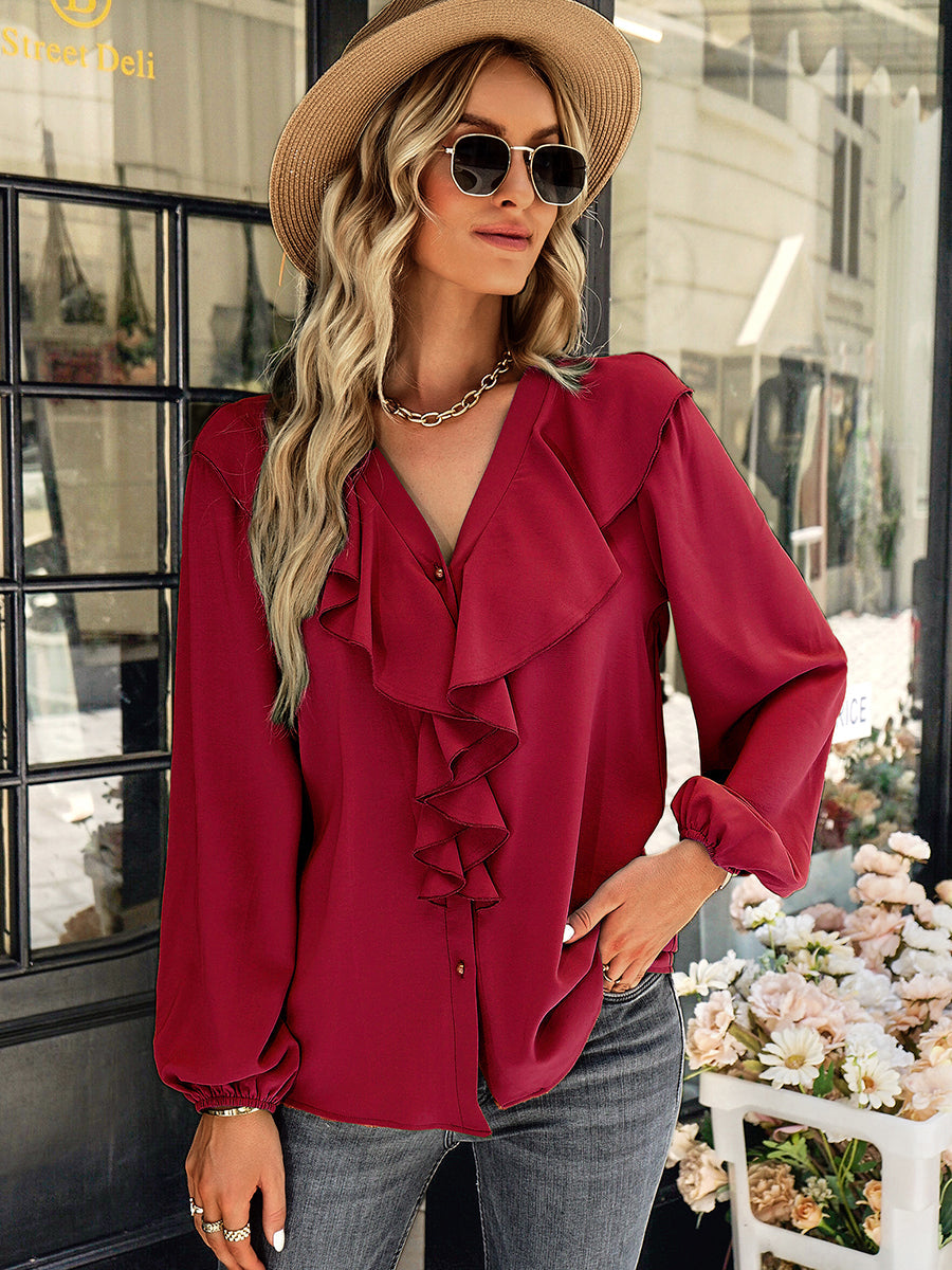 Blouses - Commuting Comfortable Long-Sleeved Blouse - MsDressly