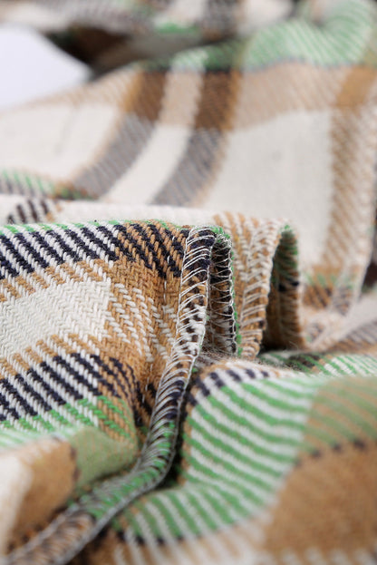 Green Plaid Print Shacket with Pockets