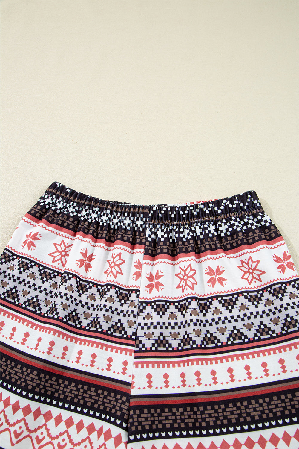 Black Retro Christmas Pattern Loose Pullover 2pcs Lounge Pant Set