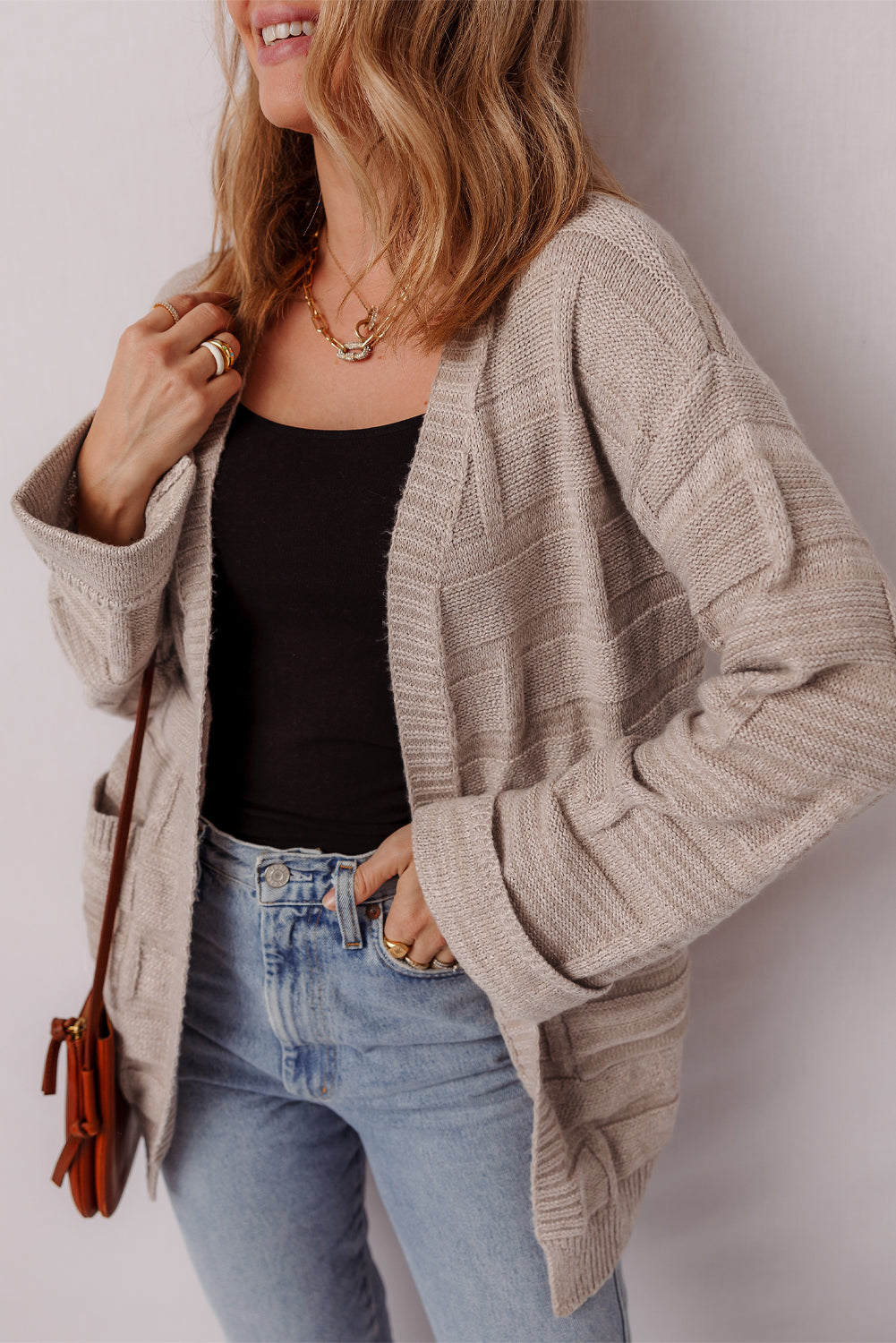 textured knit cardigan