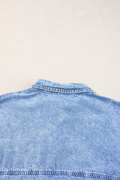 Denim Shirt Dress with Button Pockets