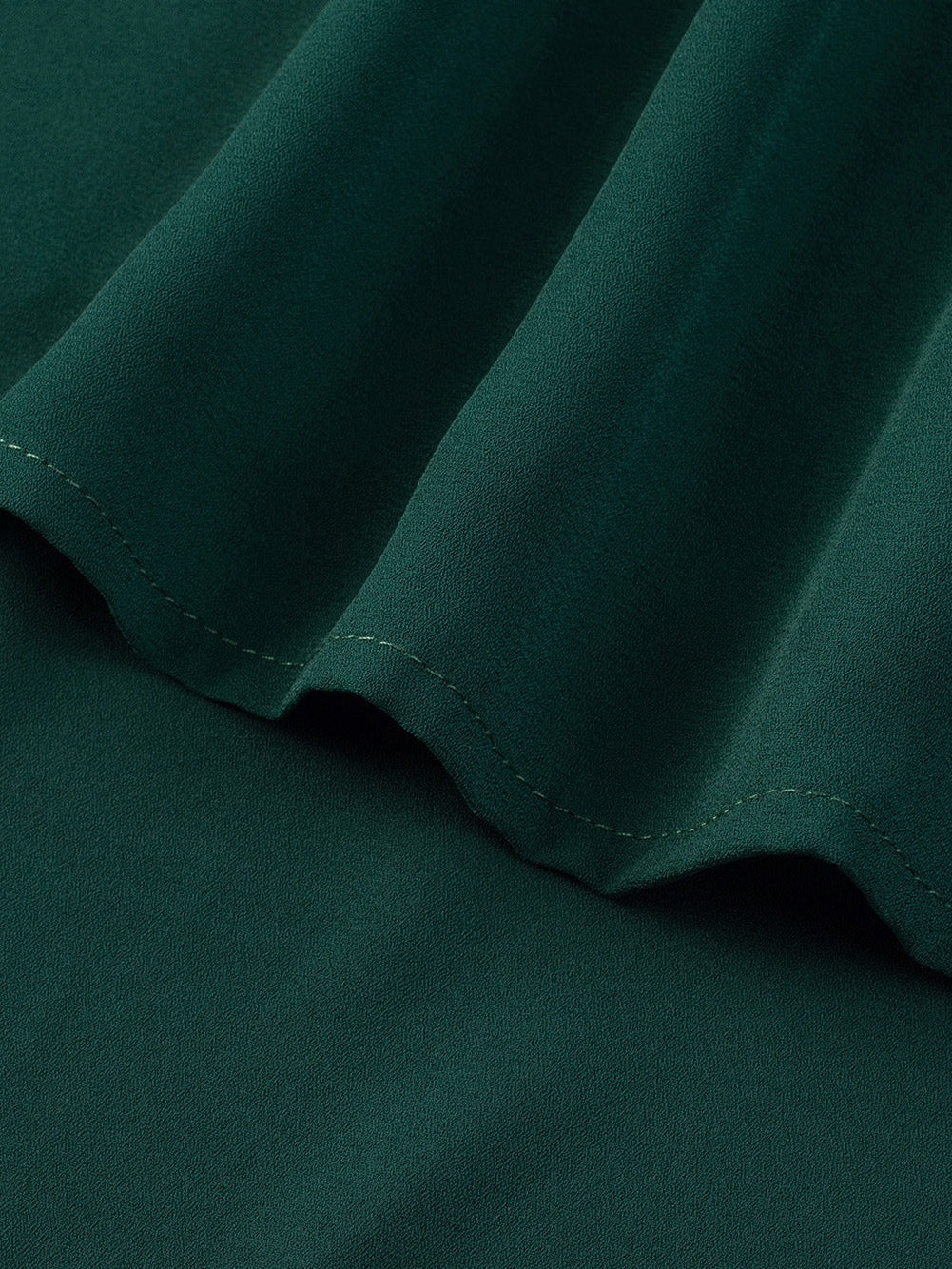 Green Split V-Neck Pleated Flutter Sleeve Blouse