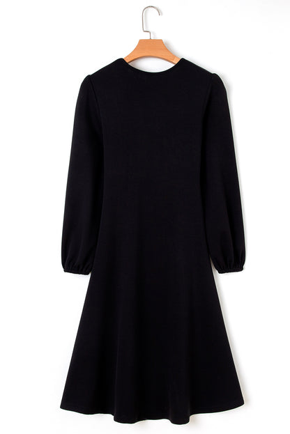 black long sleeve midi dress