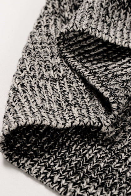 Elegant Black Patchwork Tie-Back Sweater