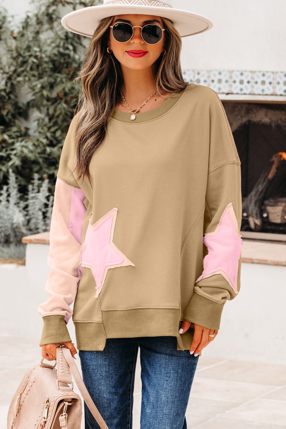 star patchwork sweatshirt