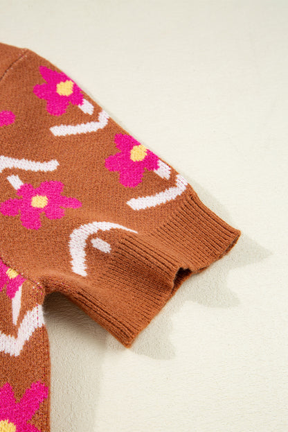 brown floral sweater