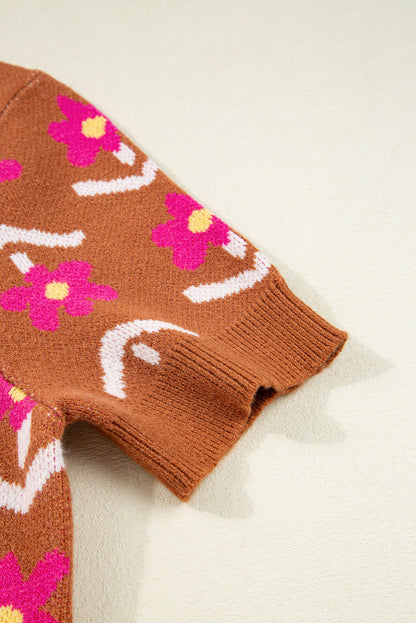 brown floral sweater