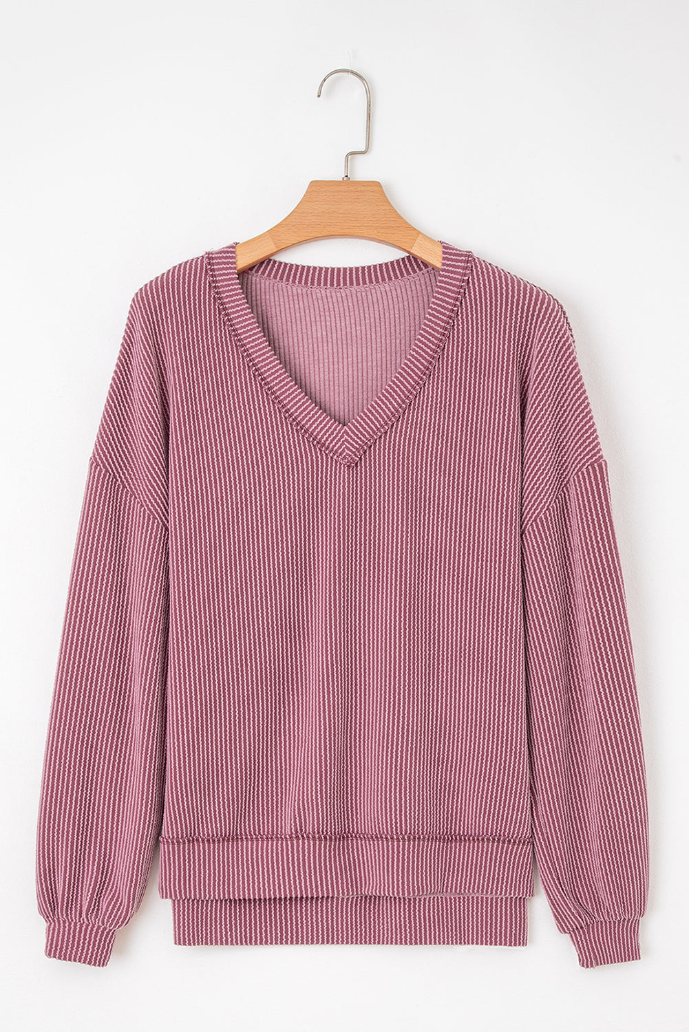 twisted ribbed long sleeve top