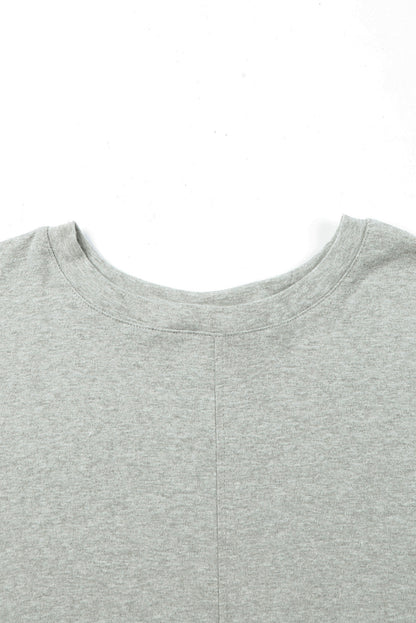 Cozy Gray Patchwork Long Sleeve Top