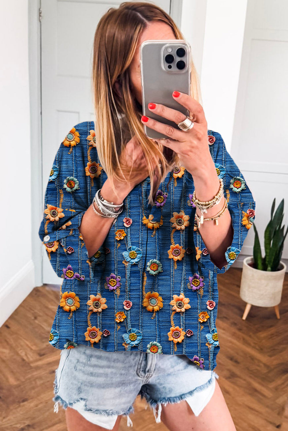 blue floral top