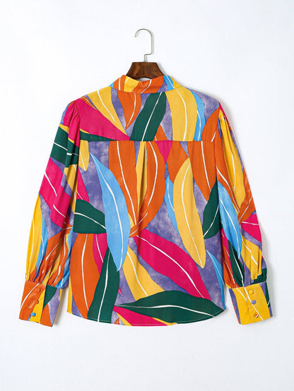 Multicolor Flora Print Plus Size Shirt