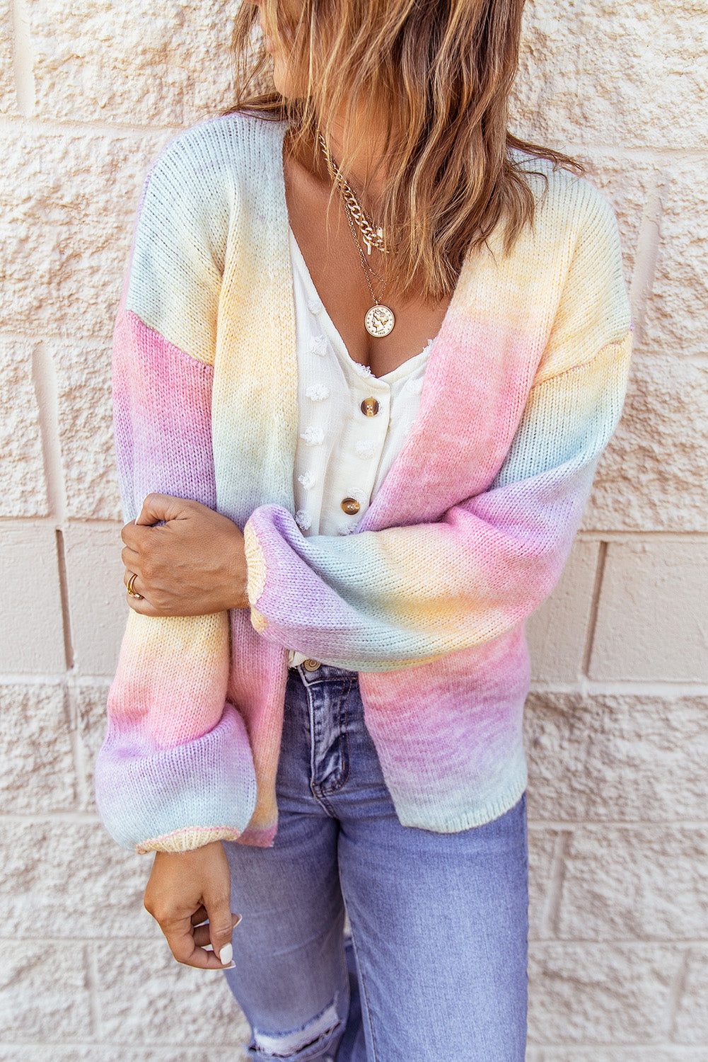 Glowing Multicolour Tie-Dye Oversized Cardigan