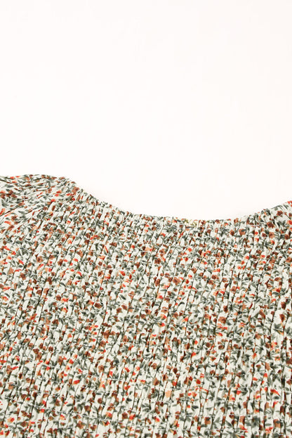 Floral Puff Sleeve Peplum Blouse