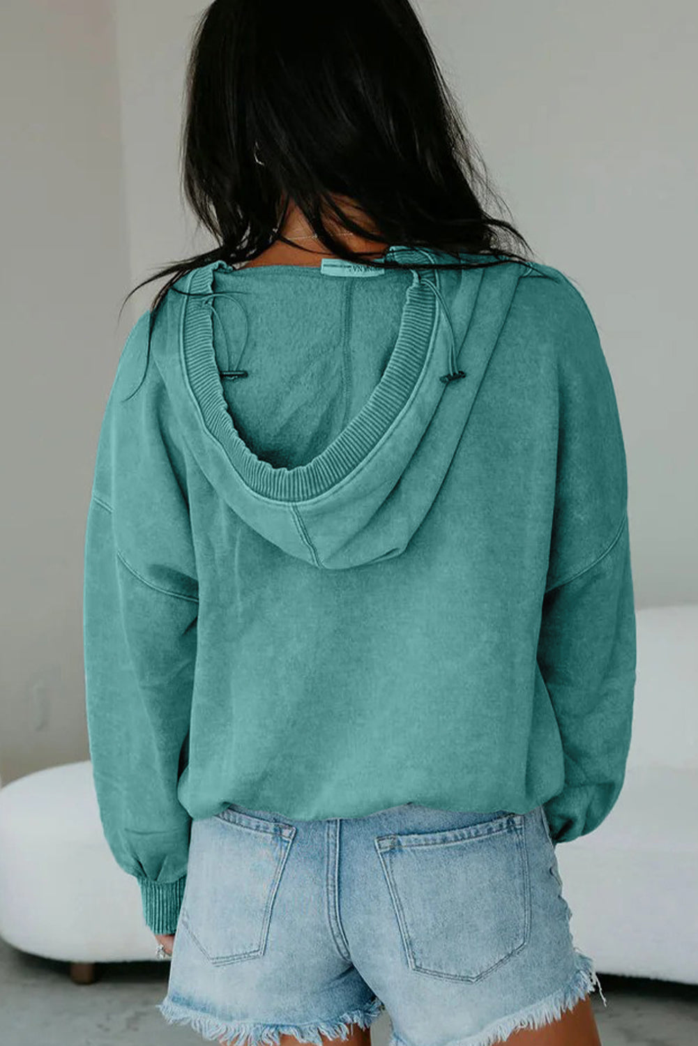 Canton Half Zip Kangaroo Pocket Mineral Wash Baggy Hoodie