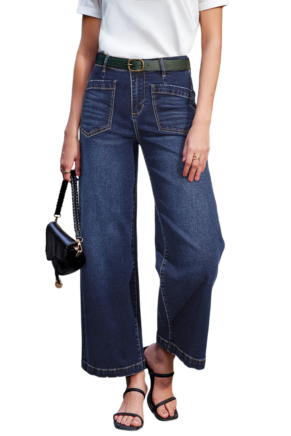 Sail Blue Mimimalist Patch Pocket Womens Shift Jeans