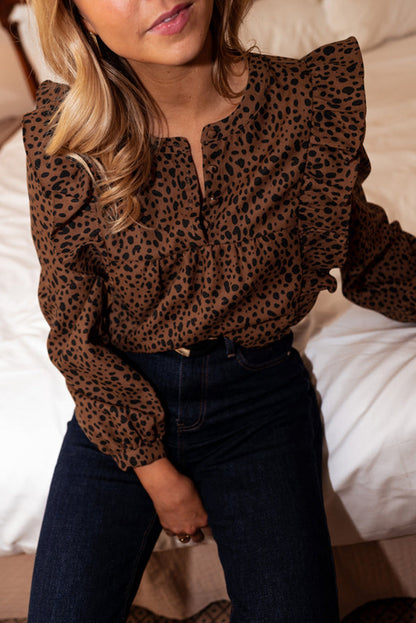 leopard long sleeve blouse