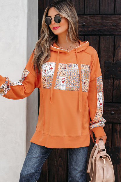 floral patchwork hoodie