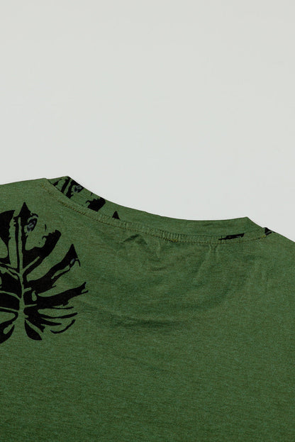 Green Dandelion Print Crew Neck T-shirt