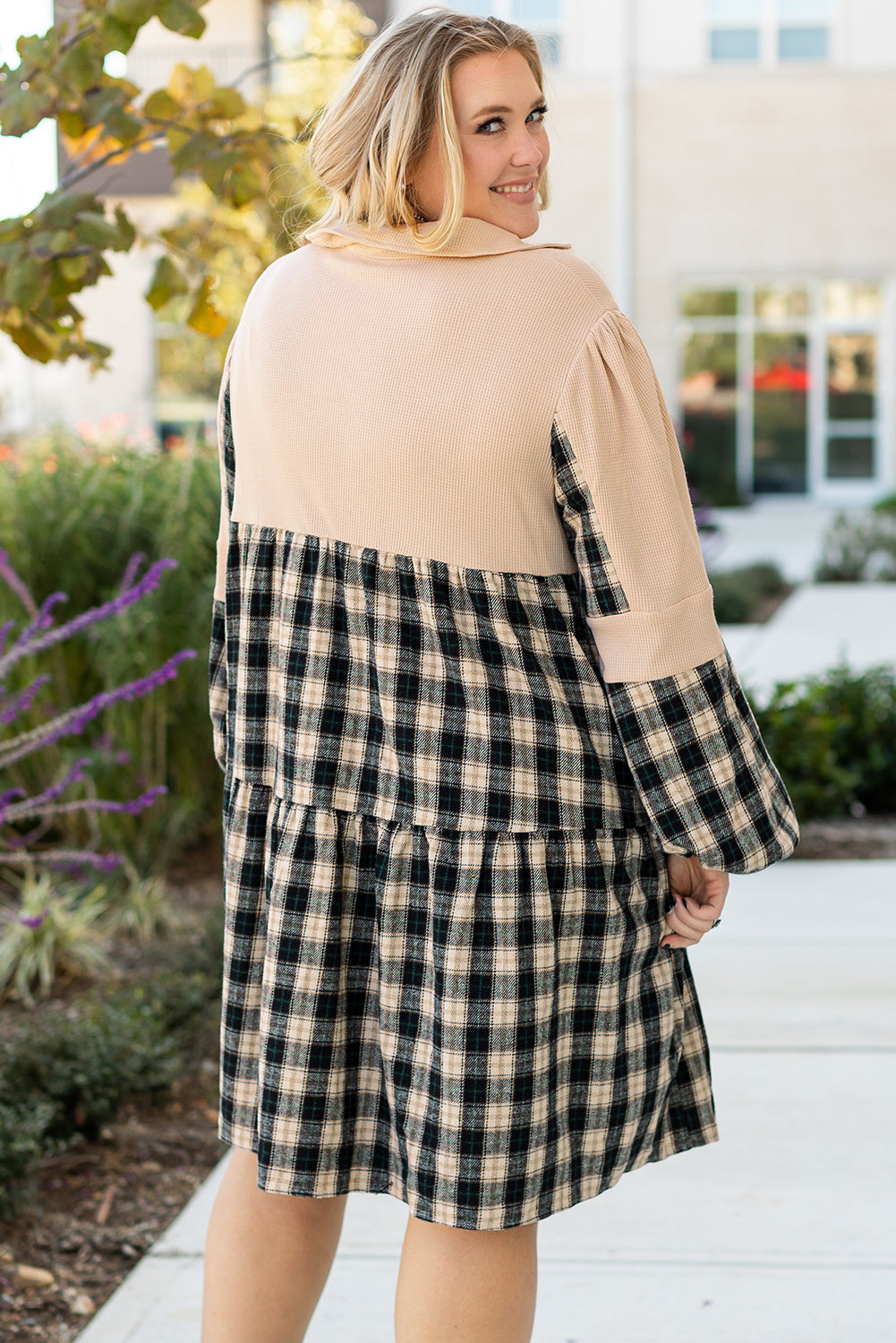 plaid plus size dress