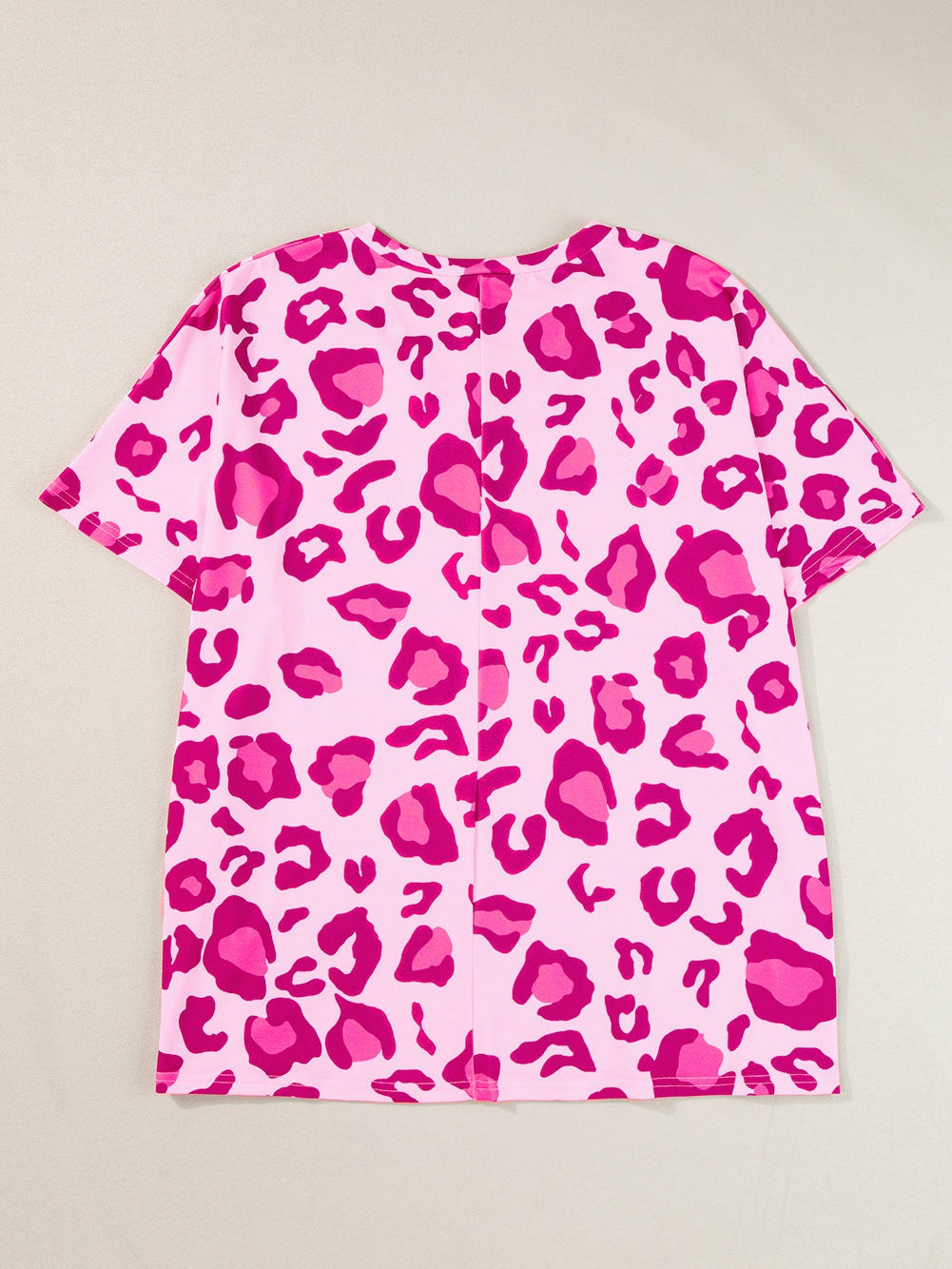 Floral Leopard Print Oversized V-Neck Plus Size T-Shirt