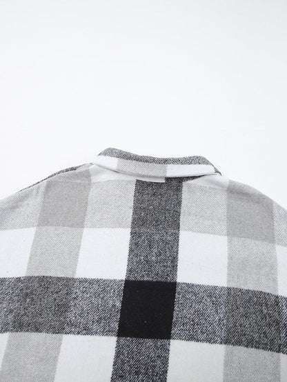 Gray Plus Size Checkered Button-Up Shacket