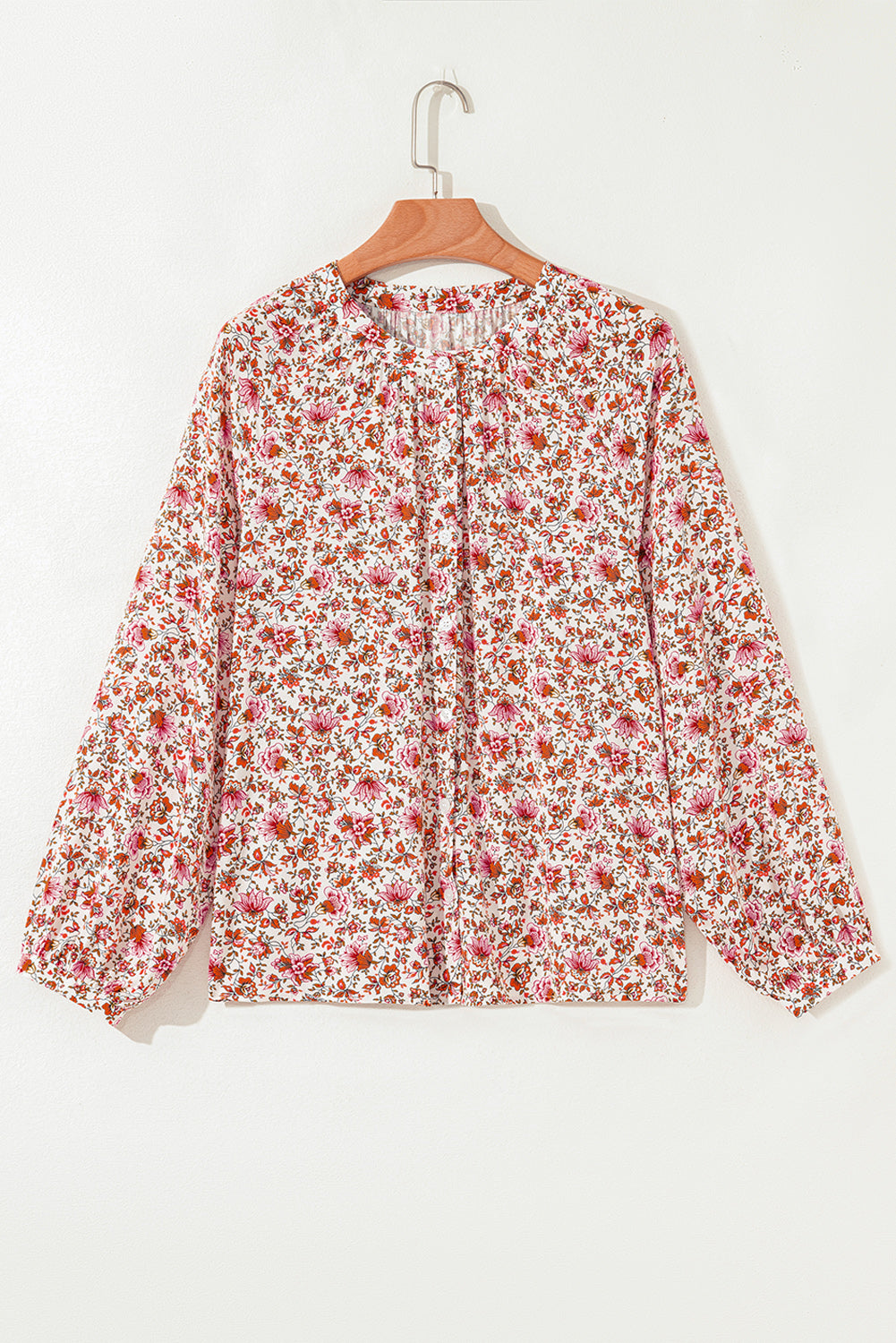 red floral blouse